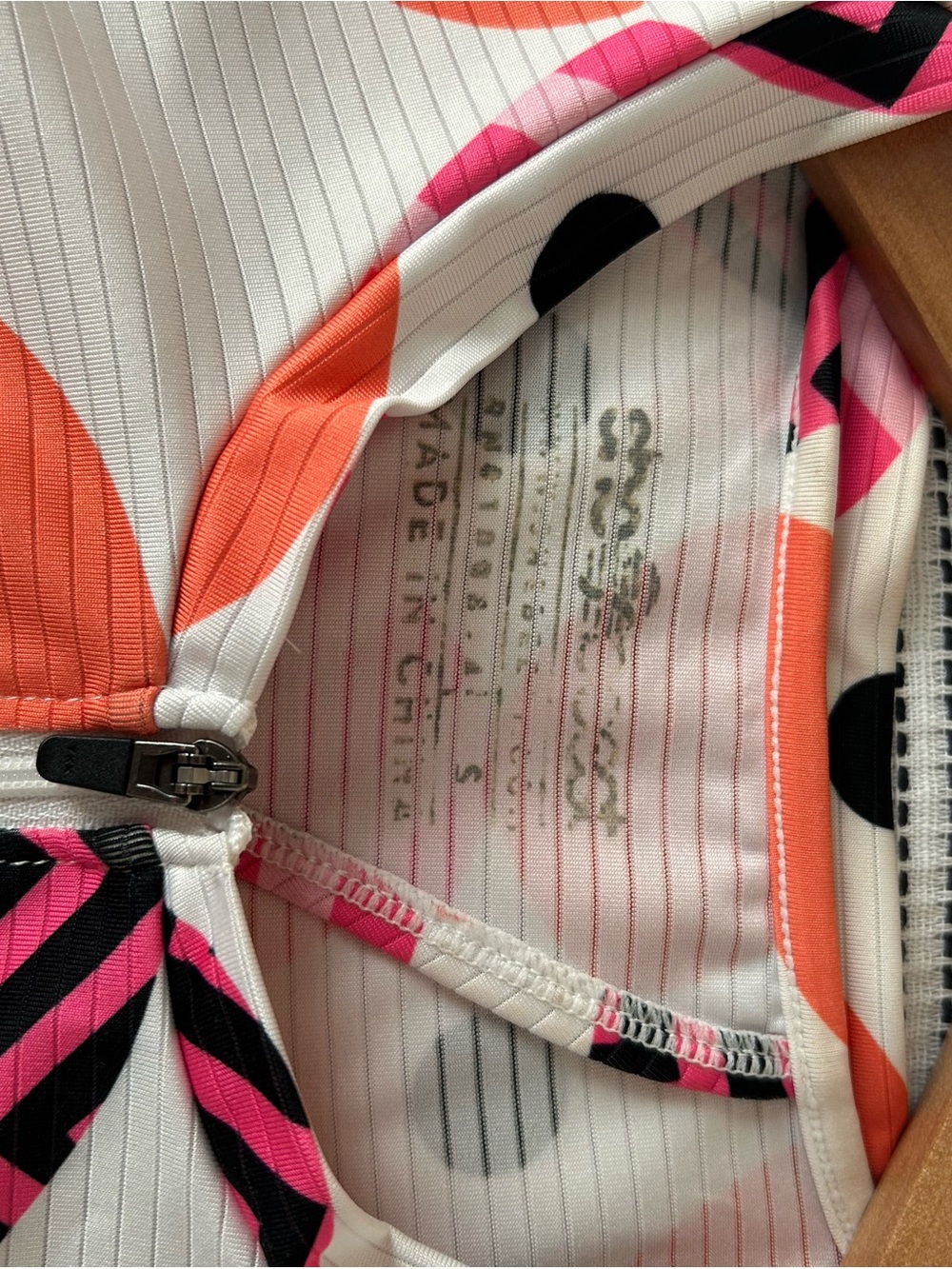 shebeest Sleeveless Zip Tank in Orange, Pink & Black Leaf Pattern - Picture 5 of 6